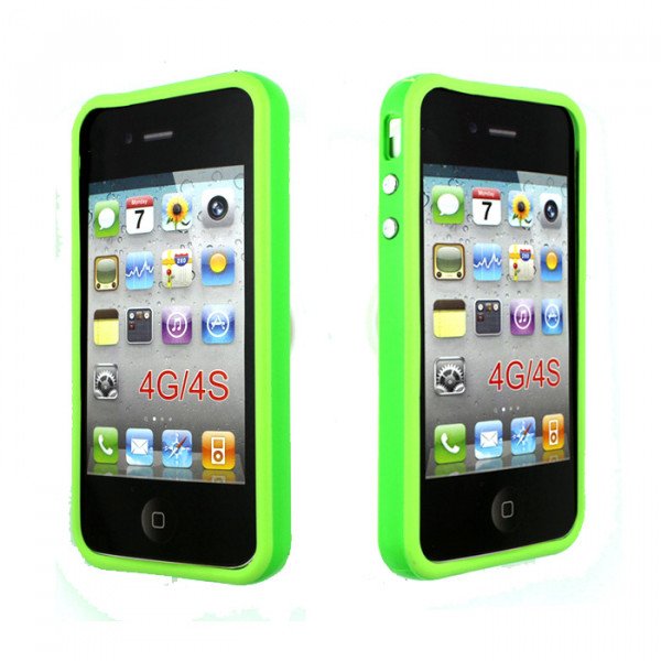 Wholesale iPhone 4S 4 Bumper with Chrome Button (Green)